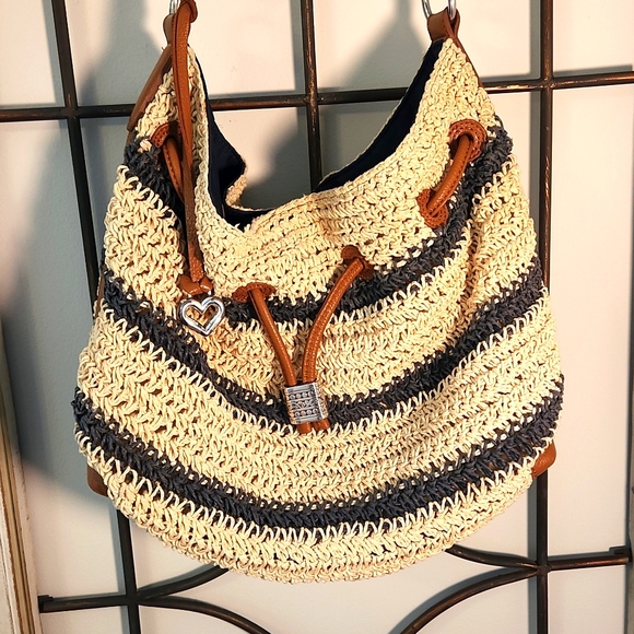 Brighton Handbags - 💥 SOLD 💥 HOST PICK 💥 Brighton Beige & Blue Striped Straw Shoulder Bag